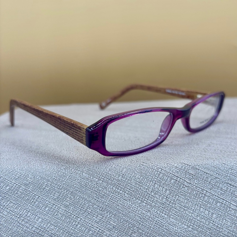 Nicole Miller Ooh La La Grape Purple Rectangular Eyeglass Frames Faux Wood 49-18